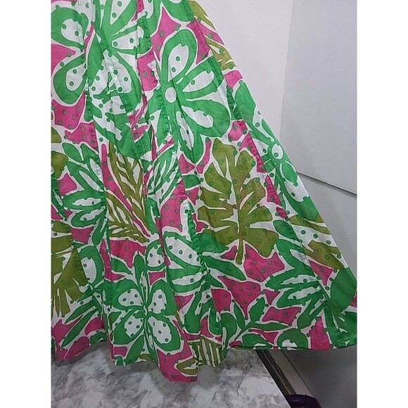 Ruby Rd Womens Sz 10 Flared Midi Skirt Cotton Lined Tropical Festive Vacation - Picture 7 of 7